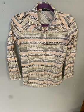 Cruel Girls' Striped Pattern Button-Up Shirt - Aztec/ western pattern